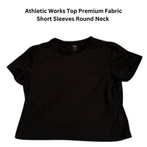 Athletic Works Top Premium Fabric Short Sleeves Round Neck Plain Black Women's L